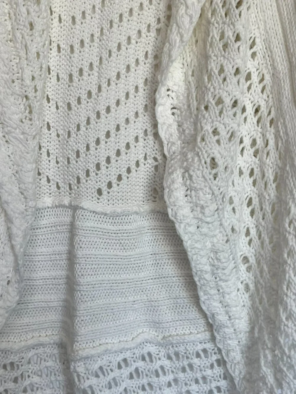 NWT Eddie Bauer Open Front knit White Cardigan Sweater Hi Low hem Size XL